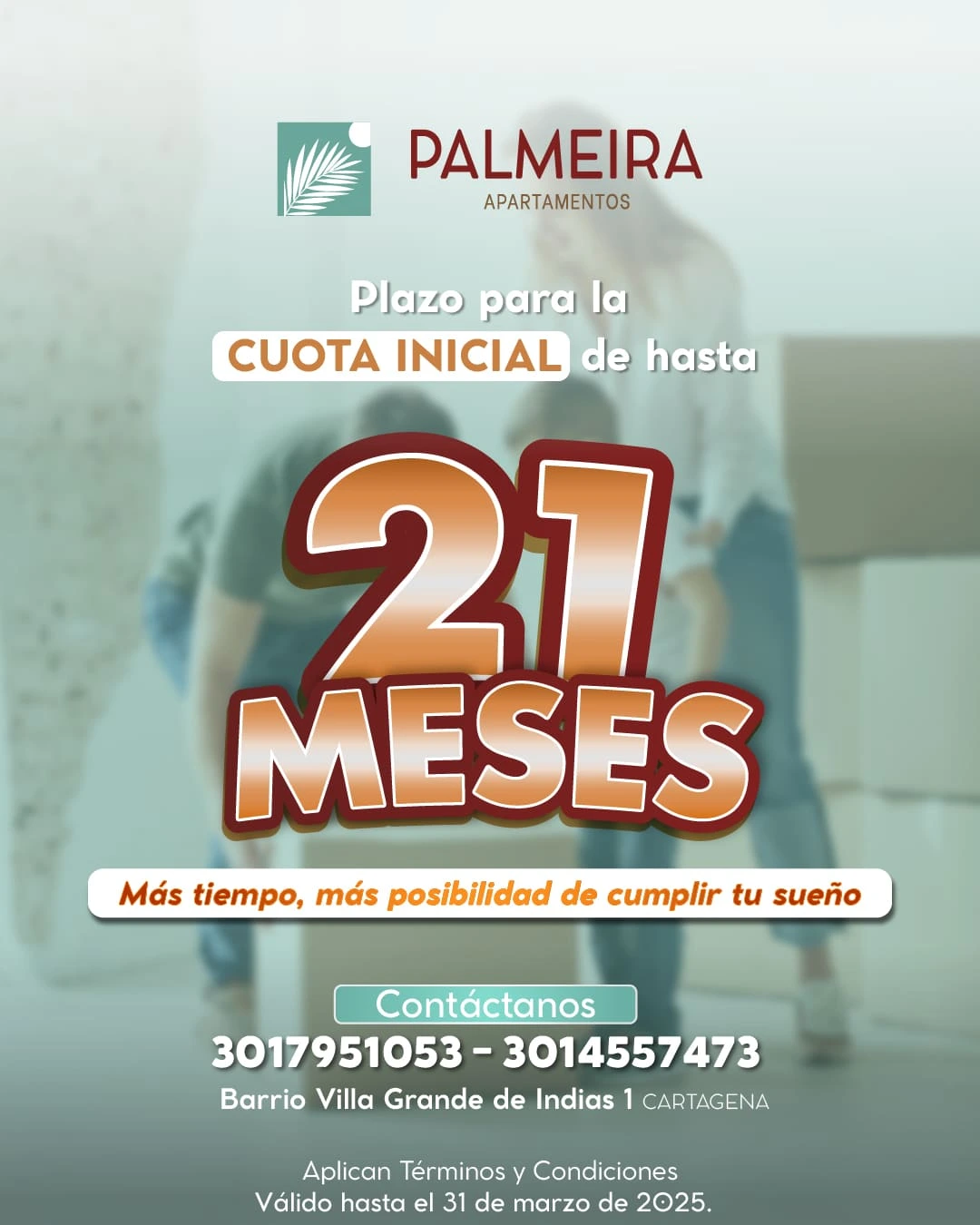 Plazo de hasta 21 meses para pagar la cuota inicial en Palmeira, Cartagena.